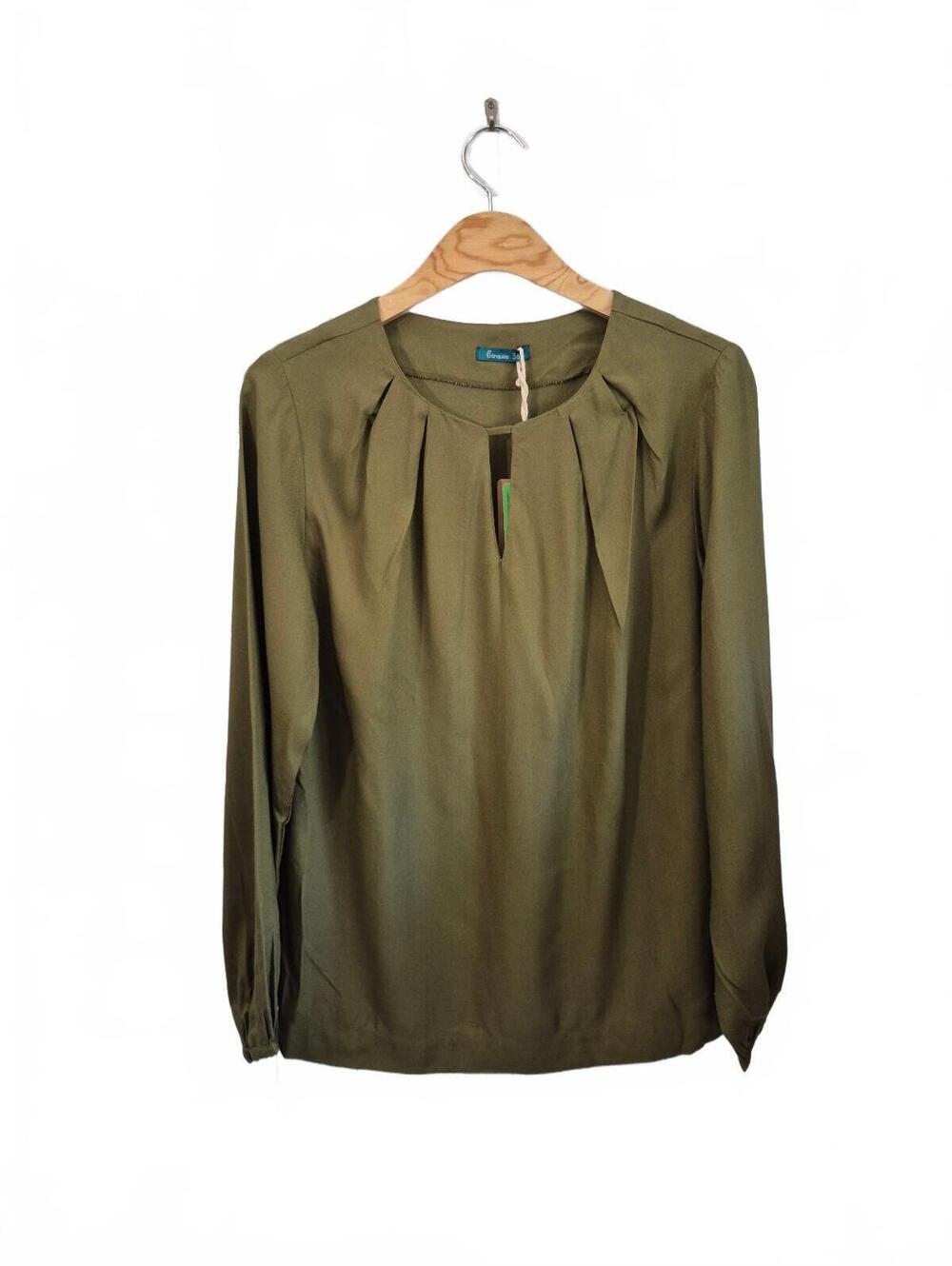 Tranquillo Women’s Ecovero Viscose Olive Green Long Sleeve Blouse Size 36 Nwt